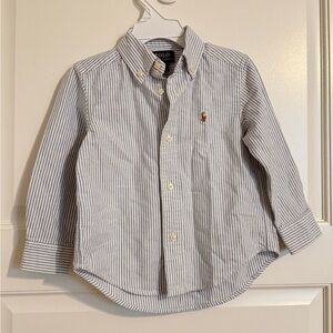 Polo by Ralph Lauren Kids White and Blue Pinstripe Shirt